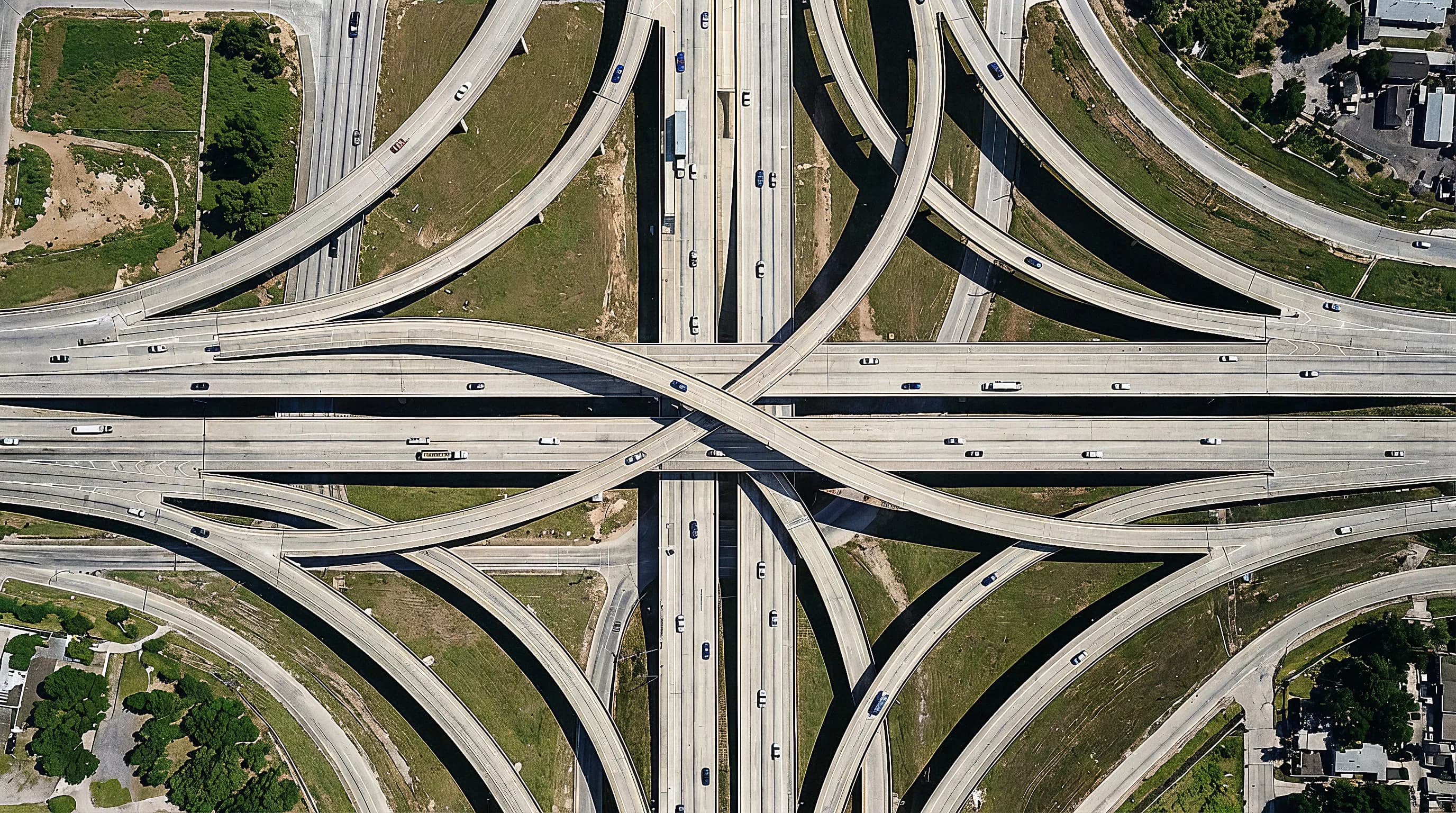 Aerial view of intersecting highways representing BAM execution layer