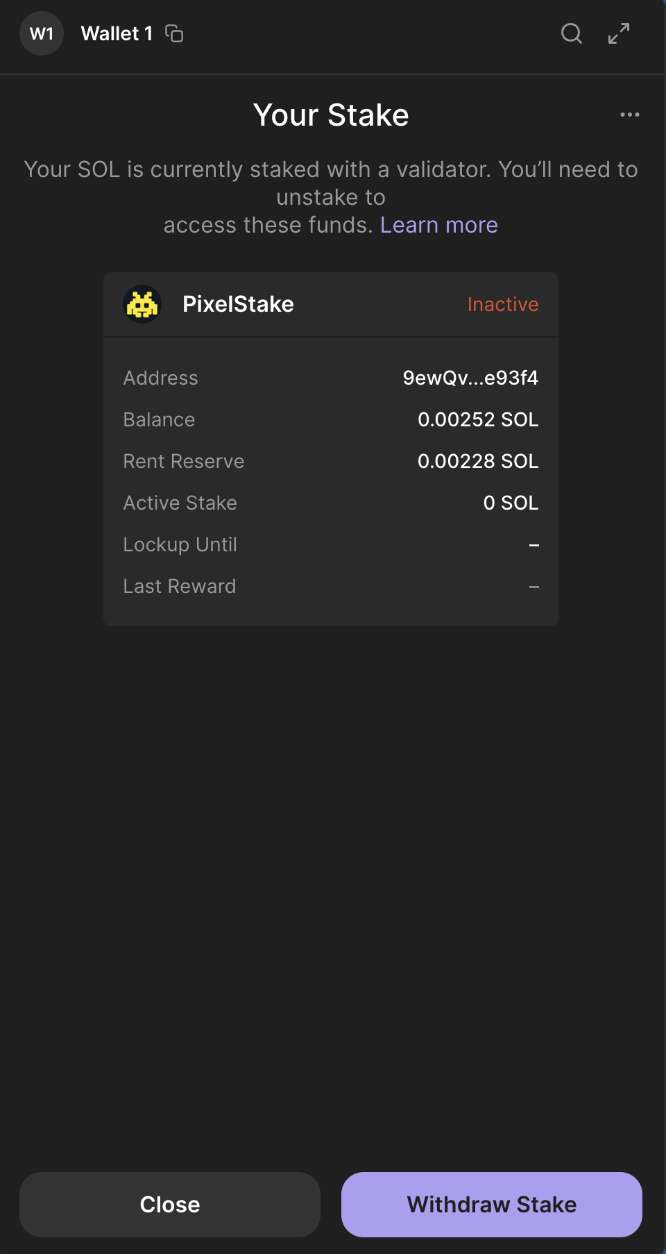 Phantom Withdraw Stake